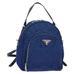 PRADA Backpack Nylon Blue Silver Auth 126586
